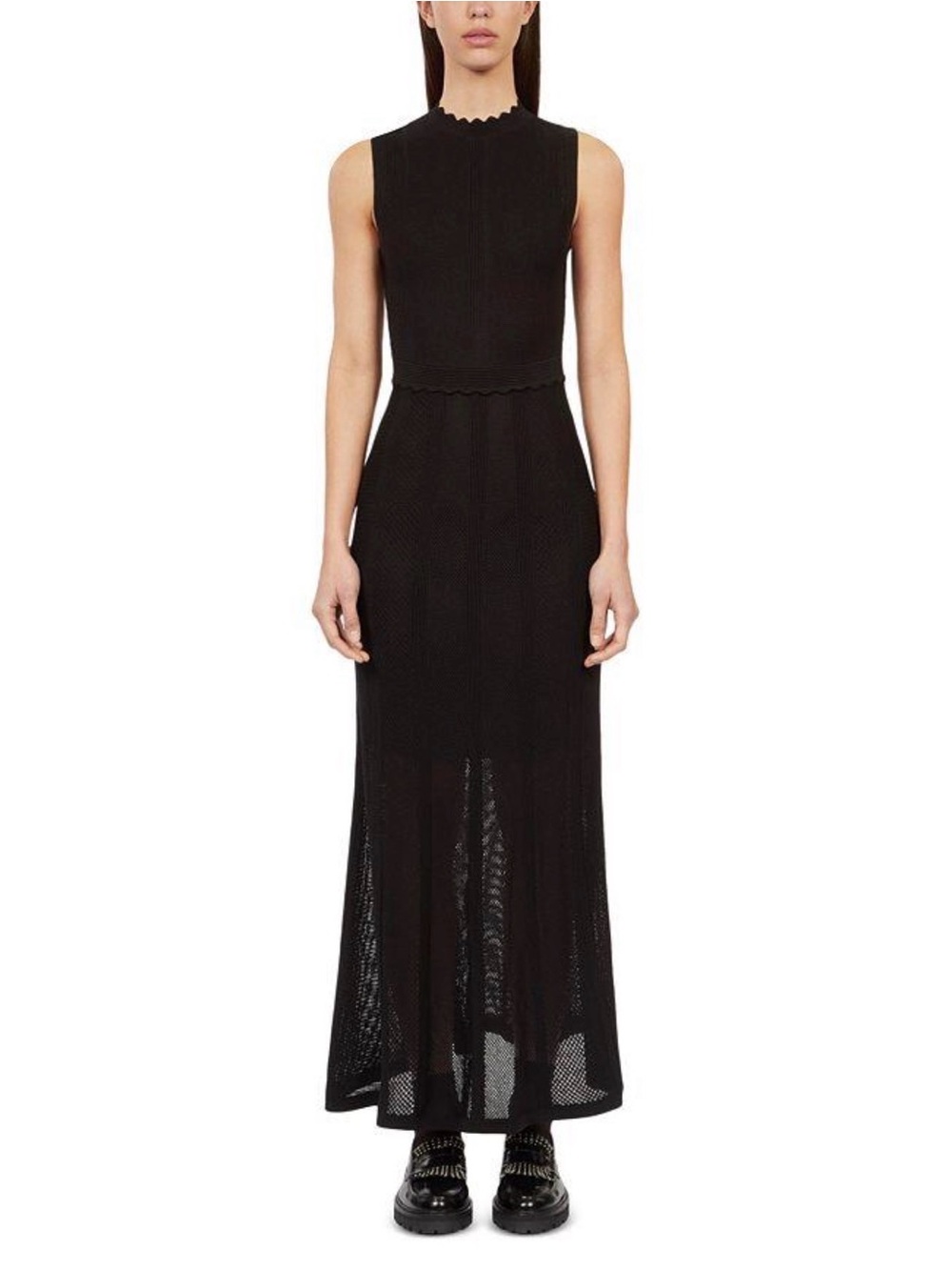 The Kooples Black Openwork Knit Maxi Dress Size 1 / Small NWT $415